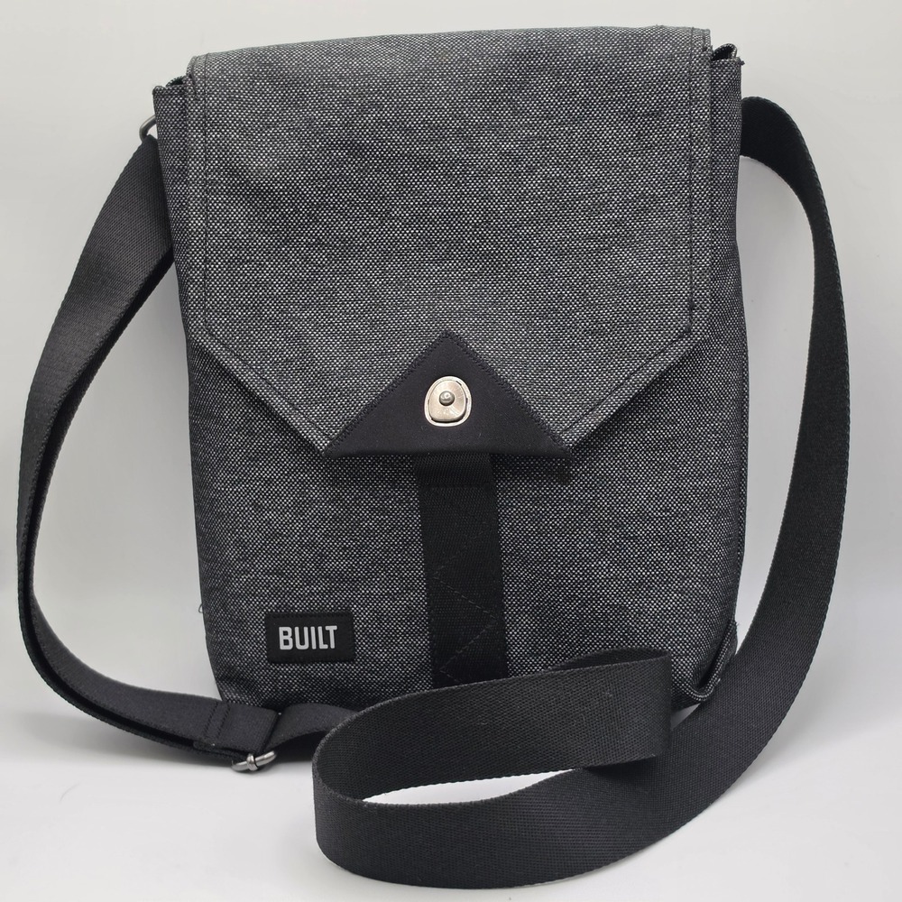 Techwear BUILT Hudson Series Canvas Neoprene Crossbody Bag Unisex Medium Gray